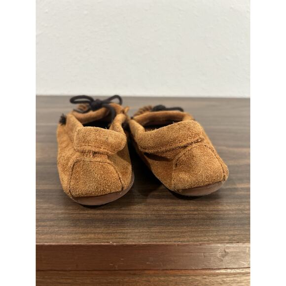 Minnetonka Moccasin Suede Leather Beaded Thunderbird Design Youth Girls Size 1 - Picture 4 of 8